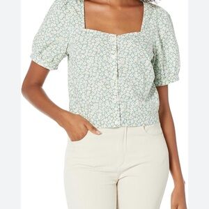 Levi's Light Green Floral Blouse medium